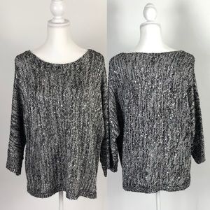 CHICO’s Silver & Black Sequin Sweater
